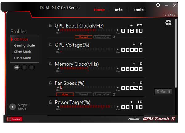 GPU Tweak II Asus Dual GTX 1060 O3G Prof