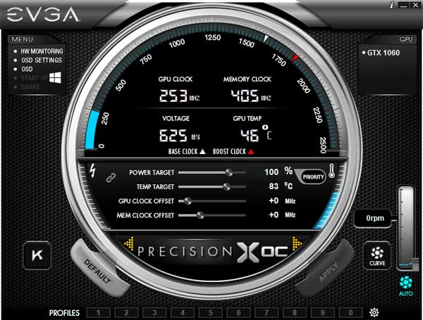 EVGA GTX 1060 SC Gaming 6GB Precision XOC 1