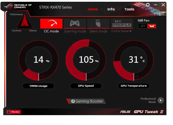 Asus Strix RX 470 O4G Gaming GPU Tweak II simple mode